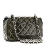 Patent Calfskin Quilted Mini Rectangular Flap Navy Blue - Image 3