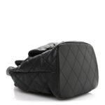 Lambskin Quilted Double Pocket Drawstring Backpack Black - Image 4
