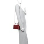 Lambskin Quilted Top Handle Slim Vanity With Chain Burgundy - Image 2