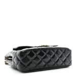 Shiny Crumpled Calfskin Quilted Wavy CC Hobo Black - Image 4