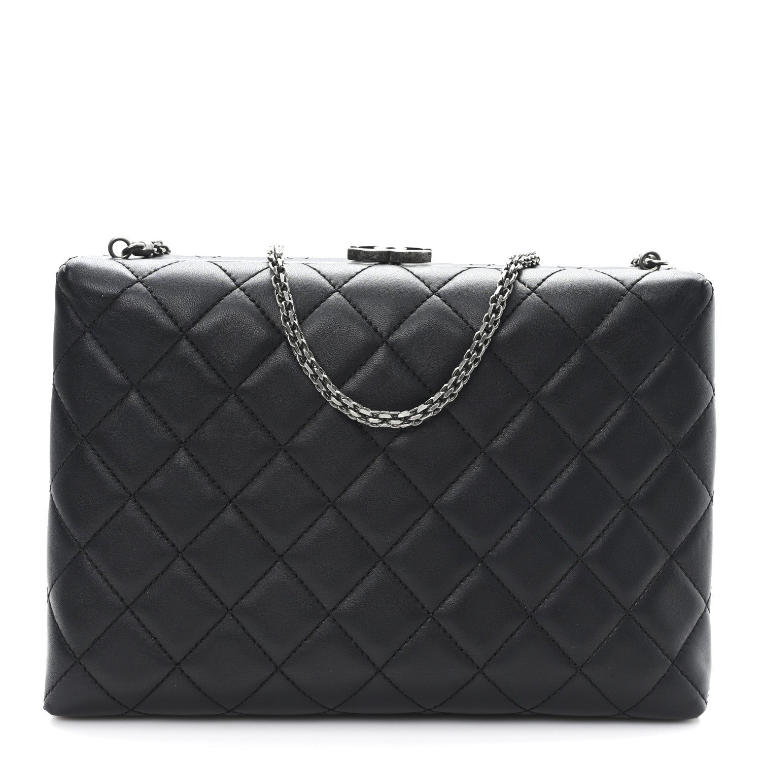040d91878a11d1812482e96a88215af5.jpg Lambskin Quilted Kisslock Minaudiere Black - Image 1