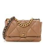 Lambskin Quilted Medium Chanel 19 Flap Dark Beige