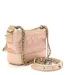 Iridescent Aged Calfskin Quilted Small Gabrielle Hobo Light Pink - Image 3