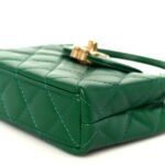 Shiny Aged Calfskin Quilted Mini Nano Kelly Shopper Green - Image 10