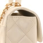 Lambskin Handle Crush Top Handle Flap Bag White - Image 13