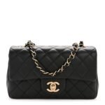 Lambskin Quilted Mini Rectangular Flap Black