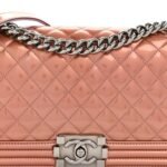 Metallic Patent Calfskin Quilted Medium Boy Flap Light Pink - Image 8