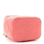 Lambskin Quilted Crystal Top Handle Mini Vanity Case With Chain Coral - Image 4