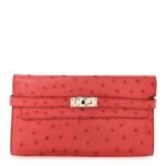 Ostrich Kelly Longue Wallet Rouge Vif