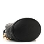 Lambskin Quilted Resin Bi-Color Chain Bucket Bag Black - Image 4