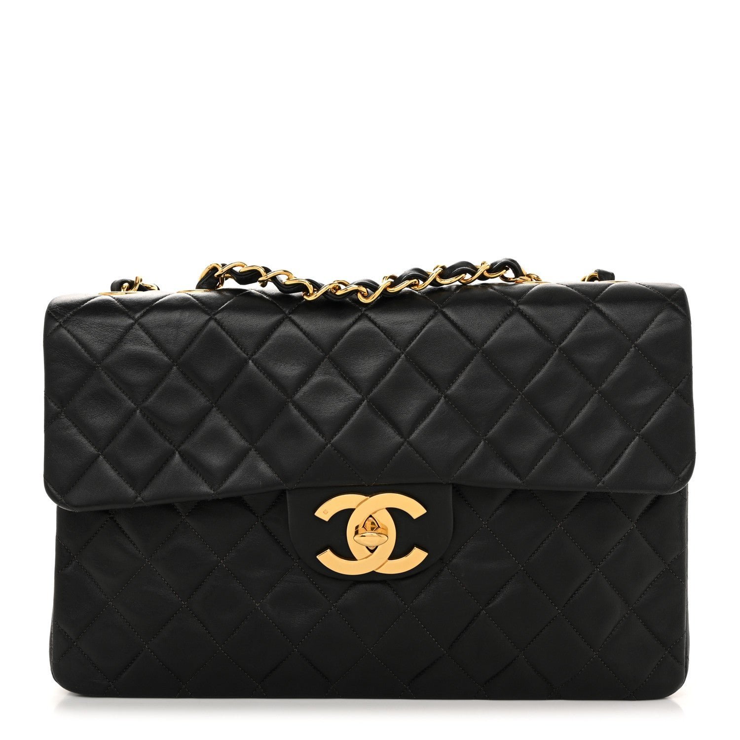 0c6b01beade2dc1a13004e7a3500bc2e.jpg Lambskin Quilted XL Jumbo Single Flap Black - Image 1