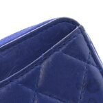 Lambskin Quilted Zip Around Coin Purse Wallet Blue - Image 13