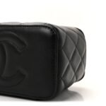 Lambskin Quilted Small Top Handle Vanity Case With Chain Black - Image 10