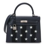 Epsom Tadelakt Chevre Mysore Casaque Etoilee Kelly Sellier 25 Ardoise Black Vert Peppermint