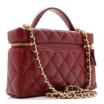 Lambskin Quilted Top Handle Slim Vanity With Chain Burgundy - Image 3