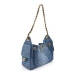 Washed Denim Quilted Mini Chanel 25 Handbag Blue - Image 2