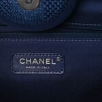 Mixed Fibers Striped Medium Deauville Tote Navy Blue - Image 6