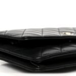 Lambskin Quilted Wallet On Chain WOC Black - Image 10