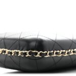 Lambskin Quilted Chain Around Phone Holder Black - Image 10