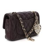 Lambskin Quilted Mini Double Flap With Hook Dark Brown - Image 3