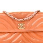 Patent Calfskin Scallop Quilted Single Flap Pink - Image 8