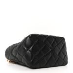 Lambskin Quilted Small Top Handle Shopping Bag Black - Image 4