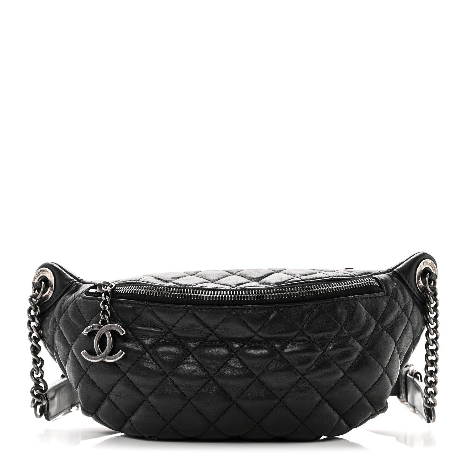 1a1a560646c37fa613bf3c1071b31974.jpg Lambskin Quilted Banane Waist Bag Fanny Pack Black - Image 1