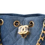 Washed Denim Quilted Mini Chanel 25 Handbag Blue - Image 8