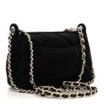 Velvet Effect Nylon Shiny Crumpled Calfskin Mini Quilted Chanel 25 Clutch With Chain Black - Image 4