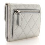 Metallic Caviar Quilted Compact Flap Wallet Silver - Image 3