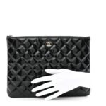 Patent Calfskin Quilted Medium Cosmetic Case Black - Image 2