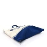Mixed Fibers Lambskin Venise Biarritz Maxi Tote Blue White - Image 4