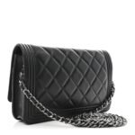 Lambskin Quilted Boy Wallet On Chain WOC Black - Image 3