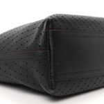 Perforated Grained Calfskin Large Shopping Tote Black - Image 9