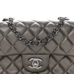 Metallic Lambskin Quilted Mini Rectangular Flap Ruthenium - Image 8