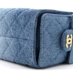 Washed Denim Quilted Mini Chanel 25 Handbag Blue - Image 9