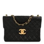 Lambskin Quilted Jumbo Single Flap Black