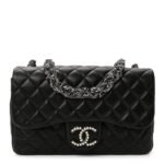Lambskin Quilted Medium Westminster Pearl Flap Black