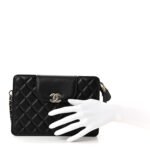 Lambskin Quilted CC Pouch Wristlet Black - Image 2