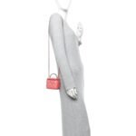 Lambskin Quilted Crystal Top Handle Mini Vanity Case With Chain Coral - Image 2