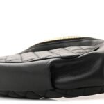 Lambskin Quilted Waist Bag Fanny Pack Black - Image 10