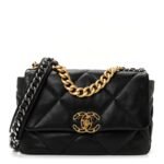 Lambskin Quilted Medium Chanel 19 Flap Black