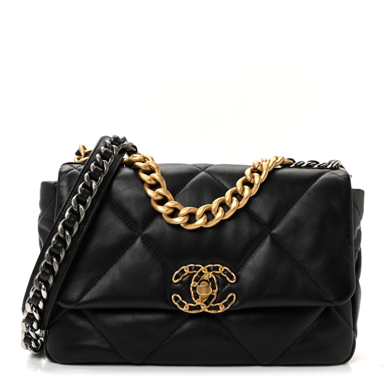 2c69f8f795dee58ee2ce85ec6d75c8c7.jpg Lambskin Quilted Medium Chanel 19 Flap Black - Image 1