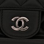 Lambskin Quilted Large Natural CC Flap Black - Image 13