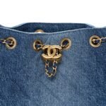 Washed Denim Quilted Mini Chanel 25 Handbag Blue - Image 9