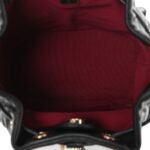 Lambskin Quilted Double Pocket Drawstring Backpack Black - Image 5