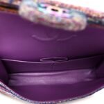 Tweed Quilted Medium Double Flap Blue Pink Orange - Image 5