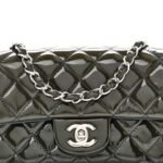 Patent Calfskin Quilted Mini Rectangular Flap Navy Blue - Image 8