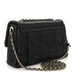 Iridescent Calfskin Quilted Small Chic Quilt Flap Black - Image 3
