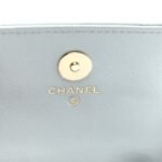 Lambskin Quilted Pearl Chain Belt Bag Light Blue - Image 6